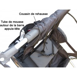 Rehausse de remorque à vélo : coussin + protection appuie-tête