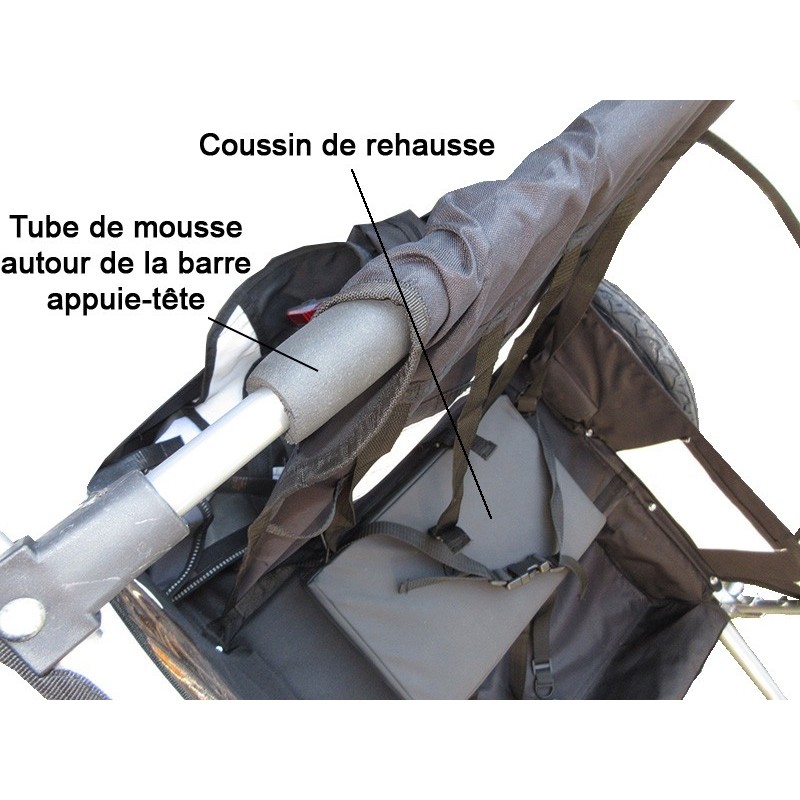 Coussin protège-cou enfant dans remorque et siège vélo