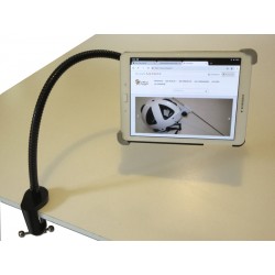 support d'Ipad ou tablette tactile fixé par pince-étau pour flexible.