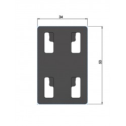 Platine pour flexible universel, 4 ergos femelles. Dimensions 34 x 53 mm