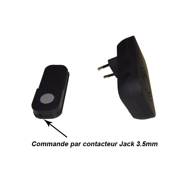 sonnette avec branchement jack. Option carillon enfichable sur secteur.