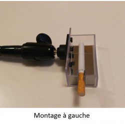 Support de cigarette sur flexible avec cendrier monté pour fixation à gauche de la personne handicapée