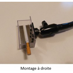 Porte cigarette sur flexible avec cendrier intégré monté pour fixation à droite du fauteuil roulant