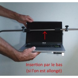 L'ordinateur peut être installé dans le support en étant allongé dans un lit