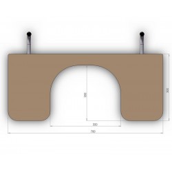 Détail des mesures de la Tablette échancrée amovible