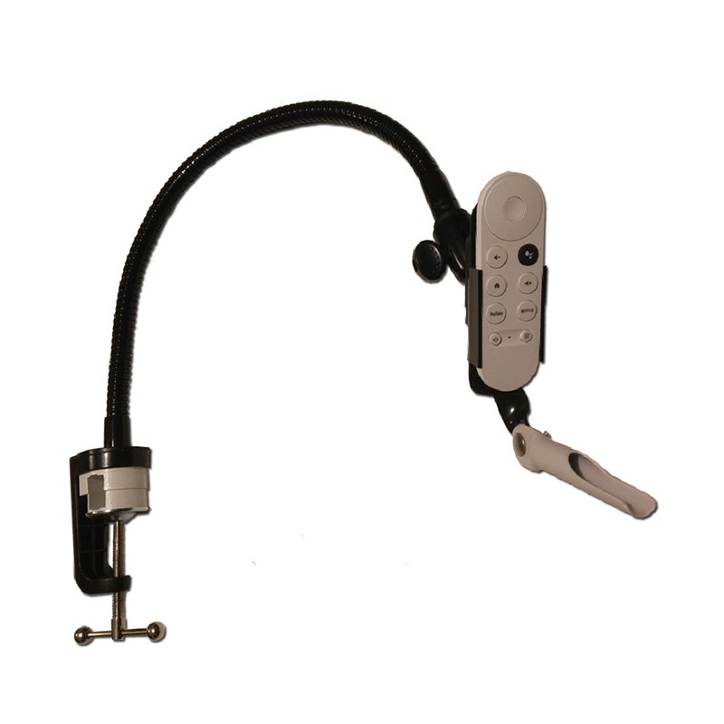 Support de télécommande sur flexible avec support de tige buccale à installer sur fauteuil roulant ou barrière de lit médicalisé Support de télécommande sur flexible avec support de tige buccale à installer sur fauteuil roulant ou barrière de lit médicalisé
