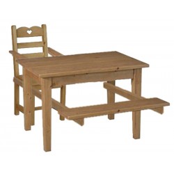 Combiné table chaise banc avec enfant