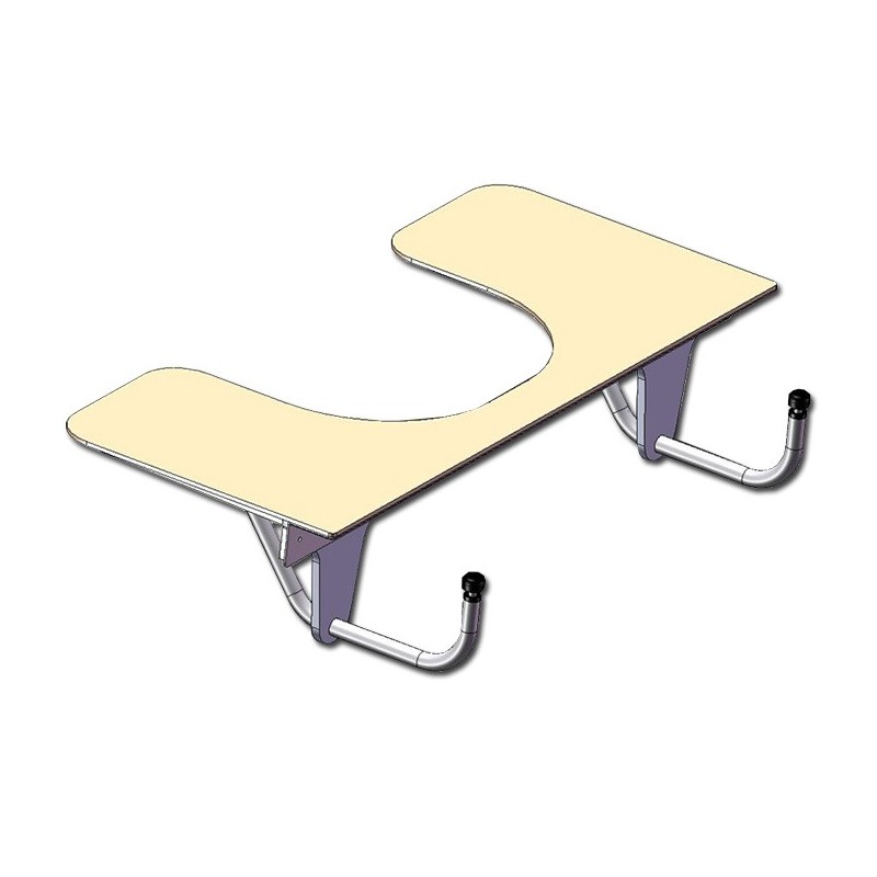 Tablette échancrée amovible pour l'accessibilité en fauteuil roulant à la table commune Tablette échancrée amovible pour l'accessibilité en fauteuil roulant à la table commune